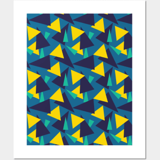 Blue and Yellow Triangle Seamless Pattern 012#001 Posters and Art